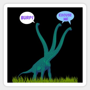 Three-necked green dinosaur - Burp Edition | Long neck dino Magnet